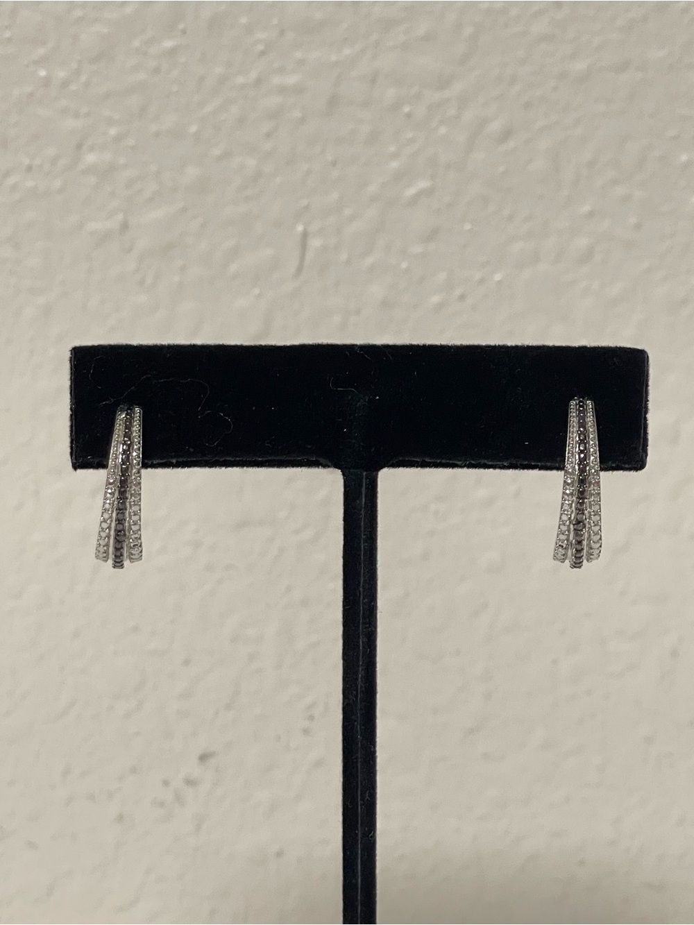 Elegant Sterling Silver and Black Hoop Earrings